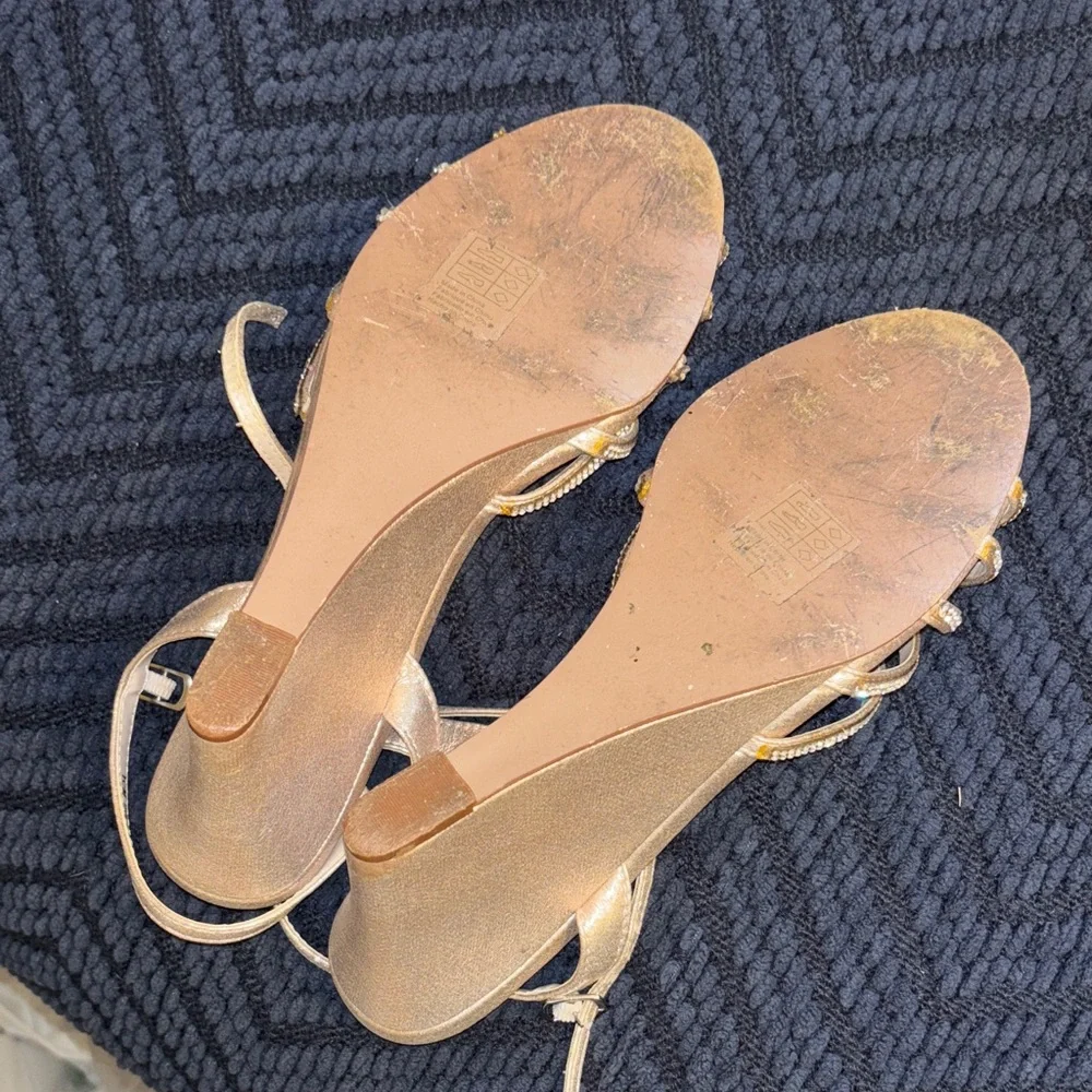 David's Bridal Gold Wedge Sandals